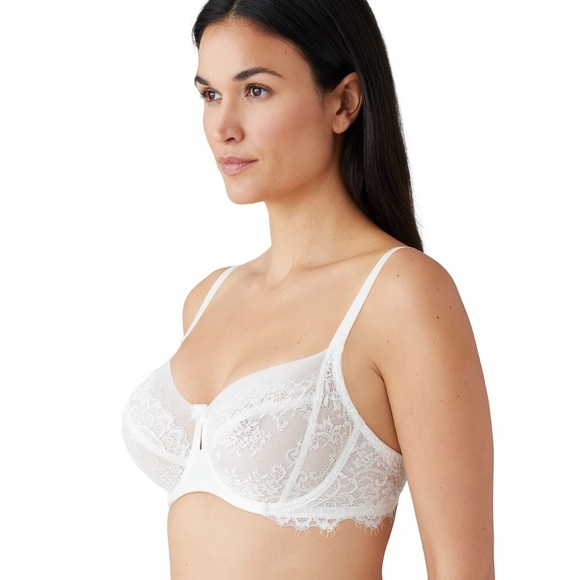 NWT Wacoal Center Stage Underwire Unlined Bra White Lace Mesh 855323 Size 32D - Picture 2 of 6